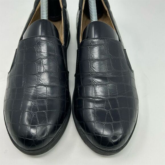 Naturalizer Suma Black Faux Leather Croc Print Slip-On Loafers Size 8 Casual - Picture 5 of 12